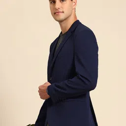 Mast & Harbour Textured Regular Fit Checked Single-Breasted Semi-formal Blazer image 3