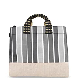 ENSAC Women Striped Structured Leather Tote Bag image 3