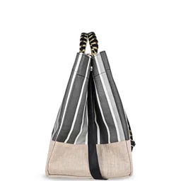 ENSAC Women Striped Structured Leather Tote Bag image 5