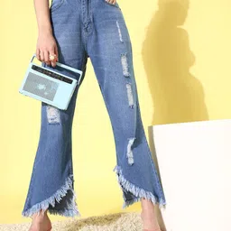 KASSUALLY Women Blue High-Rise Flared Fit Jeans-image-89