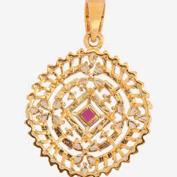 Kushal's Fashion Jewellery Rhodium Gold-Plated Cubic Zirconia Studded Square Pendant image 3