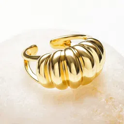 rubans voguish Rubans 18K Gold-Plated StainlessSteel TarnishFree Waterproof Dome Textured Adjustable Ring image 4