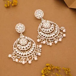 Anouk Gold-Plated Artificial Beads Beaded Contemporary Shaped Jhumkas image 1