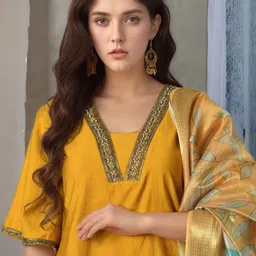 KALINI Women Yoke Design Kurta with Dhoti Pants & Dupatta image 3