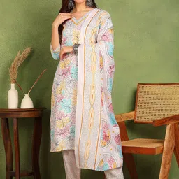 DSK STUDIO Women Floral Regular Kurta with Trousers & With Dupatta-picture-17