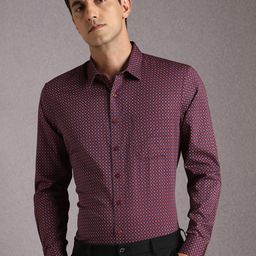 Louis Philippe Slim Fit Geometric Printed Pure Cotton Formal Shirt-picture-23