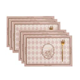 YELONA 6Pcs Pink & Beige Patterned Waterproof Heat-Resistant Anti-Slip Table Placemats-picture-20