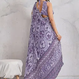 Mitera Floral Beads and Stones Satin Designer Saree image 5