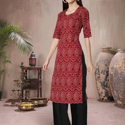 Ethnic basket Women Multicoloured Poly Crepe Kurta Sets image 5