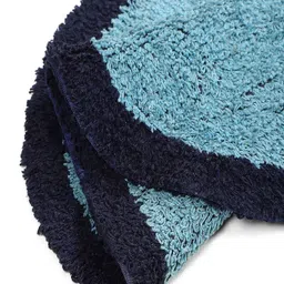 Status Blue & Navy Blue Textured Cotton Anti-Skid Doormat- 38 X 58 CM image 3