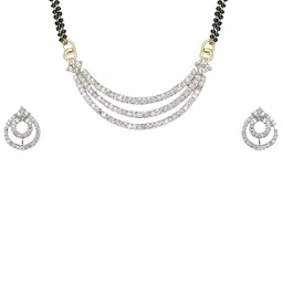 Navya Collection Artificial Stones Studded & Beaded Mangalsutra With Earrings image 2