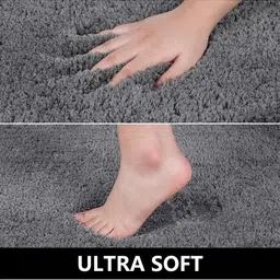 CROWN MATTINGS Grey 1400 GSM Microfibre Bath Rugs image 2