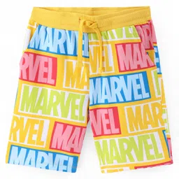 Pine Kids Marvel Terry Knit Shorts with Text Print - Yellow-picture-12