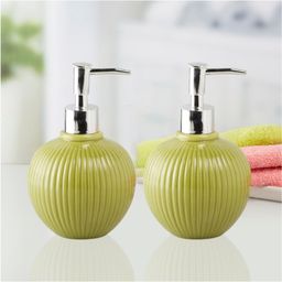 Kookee Ceramic Soap Dispenser handwash Pump for Bathroom, Set of 2, Pista Green (9504)- 350 ml-picture-18