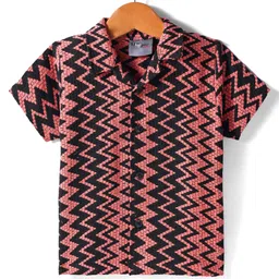 Dapper Dudes Half Sleeves Chervon Embroidered Shirt - Orange-image-1