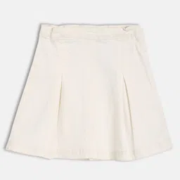 MINI KLUB Cotton Woven Solid Pleated Skirt - White-picture-32