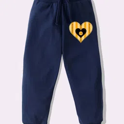 KAVEE Pure Cotton Knit Heart Printed Biowashed Lounge Pants - Navy Blue image 1