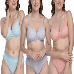 MiEstilo Pack of 3 Lingerie Set with Coverage Padded Bra and Hipster Briefs image 1