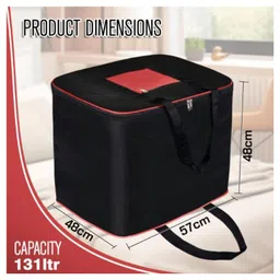 Storite Multi-Purpose Moisture Proof Nylon 131 L Super-Size Large underbed storage bag for Toys/Stationery Paper/Blankets/Clothes - Black/Red (57 x 48 x 48 cm-Rectangular) image 2