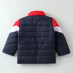 Babyhug Woven Full Sleeves Jacket with Removable Hoods - Red & Navy image 3