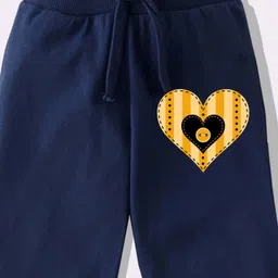 KAVEE Pure Cotton Knit Heart Printed Biowashed Lounge Pants - Navy Blue image 4