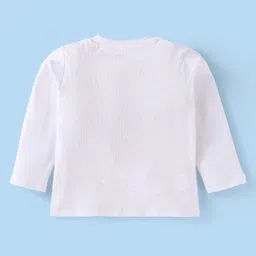 Babyhug Single Jersey Knit Full Sleeves Solid T-Shirt & Dungaree Style Romper with Jungle Theme Print - White & Green image 4