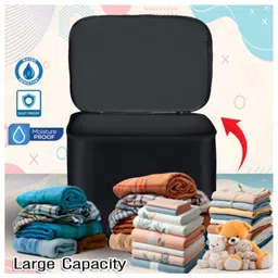 Storite Multi-Purpose Moisture Proof Nylon 131 L Super-Size Large underbed storage bag for Toys/Stationery Paper/Blankets/Clothes - Black/Red (57 x 48 x 48 cm-Rectangular) image 4