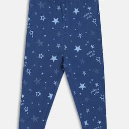 MINI KLUB Cotton Knit Pack Of 2 Abstract & Stars Printed Leggings - Pink & Blue image 5