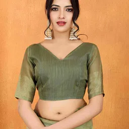 MUSKAN CREATION Floral Printed Zari Banarasi Saree image 2