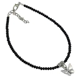 HIGH TRENDZ Silver-Plated Artificial Beaded And Charm Anklet image 1