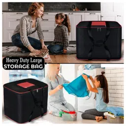 Storite Multi-Purpose Moisture Proof Nylon 131 L Super-Size Large underbed storage bag for Toys/Stationery Paper/Blankets/Clothes - Black/Red (57 x 48 x 48 cm-Rectangular) image 5
