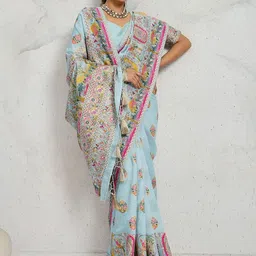 Mitera Ethnic Motifs Printed Saree With Blouse Piece image 3