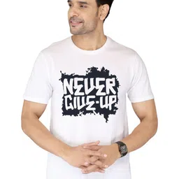 NOBLE HUSTLE Typography Printed Round Neck Cotton T-shirt-picture-18