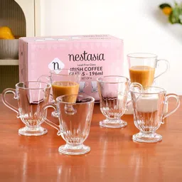 Nestasia Transparent Textured Glass Transparent Glass Set of Cups and Mugs-picture-18