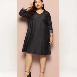 Sztori Plus Size Chambray Empire Dress image 1