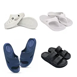 Feel alive Men Set of 4 Textured Clogs Flip Flops-picture-26