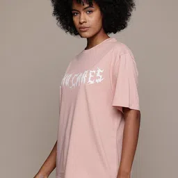 The Roadster Lifestyle Co. Printed Drop-Shoulder Sleeves Cotton Oversized T-shirt image 5