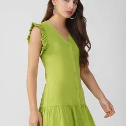 HERE&NOW Women V-Neck Flutter Sleeve Drop-Waist Mini Dress image 4