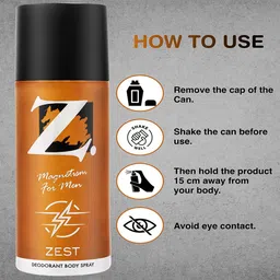 Z-MAGNETISM FOR MEN Zest Set Of 2 Long Lasting Deodorant Body Spray - 150ml (100g) Each image 5