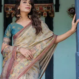 MAHARANI COUTURE Ethnic Motifs Woven Design Pure Cotton Kanjeevaram Saree image 2