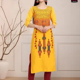 Moda Rapido Women Ethnic Motifs Printed Floral Crepe Kurta-picture-12