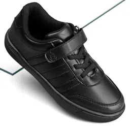 Pine Kids Velcro Closure Solid Color School Shoes - Black-picture-27