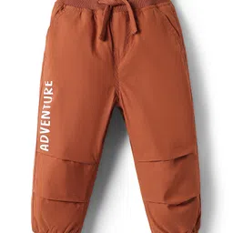 Babyhug Cotton Full Length Trouser With Adventure Print - Rust Orange-image-36