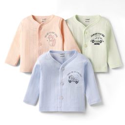 CUCUMBER Sinker Knit Full Sleeves Jhablas with Vehicle & Animal Print Pack of 3 - Light Green & Light Blue-picture-10