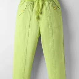 Babyhug Twill Woven Full Length Solid Colour Trouser Pant - Lime Green-picture-26