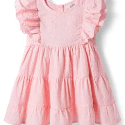 Bonfino Cotton Woven Sleeveless Schiffli Dress With Panels and Ruffle Details - Light Pink-picture-11