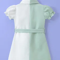 Mark & Mia Half Puffed Sleeves Front Open Cut & Sew Dress - Light Green image 2