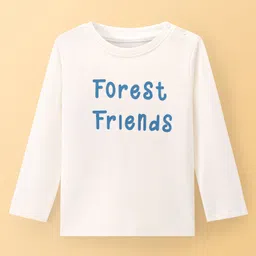 Babyoye 100% Cotton Quilted Full Sleeves T-Shirt & Dungaree Set Animal & Text Print - Blue image 3