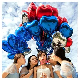 Bubble Trouble 18 Inches Blue Heart Shape Foil Balloon - Pack Of 10 image 4