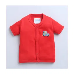 BUMZEE Cotton Woven Half SleevesJhablas with Stripes & Car Print Pack of 3 - Red & White image 4